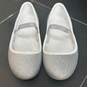 Native brands J2 good used, silver glitter, ballet flats
